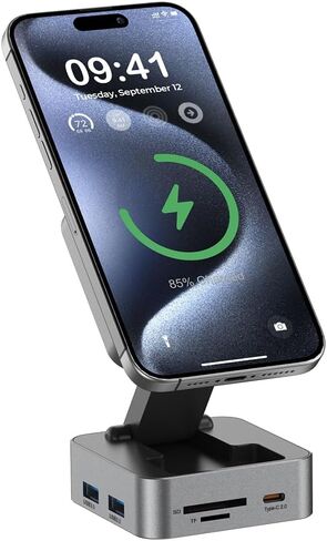 10-in-1 Portable USB-C Hub with Wireless Charger, 4K HDMI, Made with Aluminum Alloy Casing for Durability, Compatible with Mac, Windows, Compact and Lightweight USB C Docking Station for Travel in Saudi Arabia