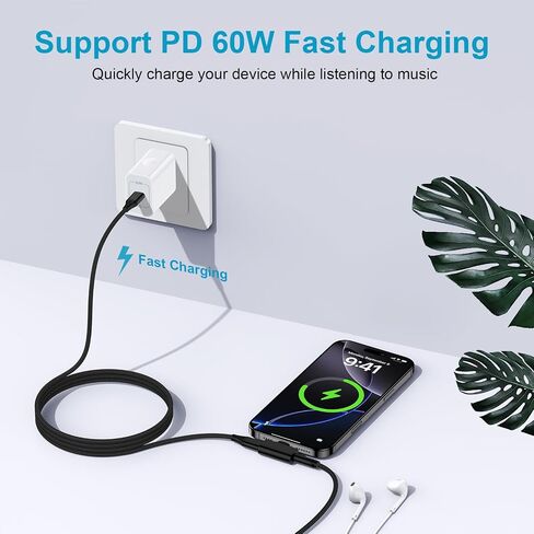 محول سماعة رأس وشاحن USB C من سامسونج، 2 في 1 من النوع C إلى مقبس صوت Aux 3.5 مم مع محول كابل دونجل للشحن السريع 60 وات لهاتف Galaxy A17/A16/A15/5G/A36/A56/S25 Ultra/S24 iPhone 17/16/15 Pro Max in Kuwait