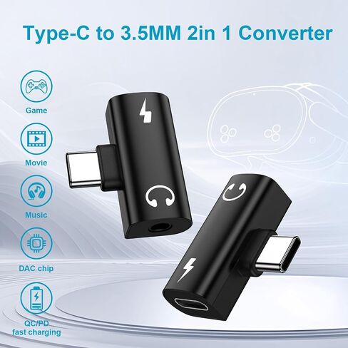 محول سماعة رأس وشاحن USB C من سامسونج، 2 في 1 من النوع C إلى مقبس صوت Aux 3.5 مم مع محول كابل دونجل للشحن السريع 60 وات لهاتف Galaxy A17/A16/A15/5G/A36/A56/S25 Ultra/S24 iPhone 17/16/15 Pro Max in Kuwait