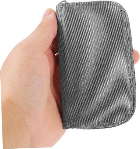 TEHAUX Memory Card Storage Organizer for Secure Digital Cards 8 Pages 22 Slots Portable Zipper Case in Gray in Saudi Arabia