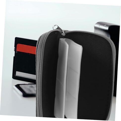 TEHAUX Memory Card Storage Organizer for Secure Digital Cards 8 Pages 22 Slots Portable Zipper Case in Gray in Saudi Arabia