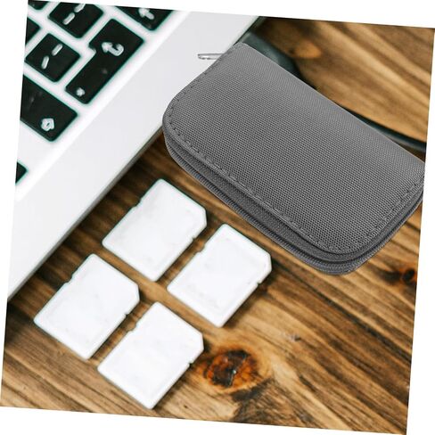TEHAUX Memory Card Storage Organizer for Secure Digital Cards 8 Pages 22 Slots Portable Zipper Case in Gray in Saudi Arabia