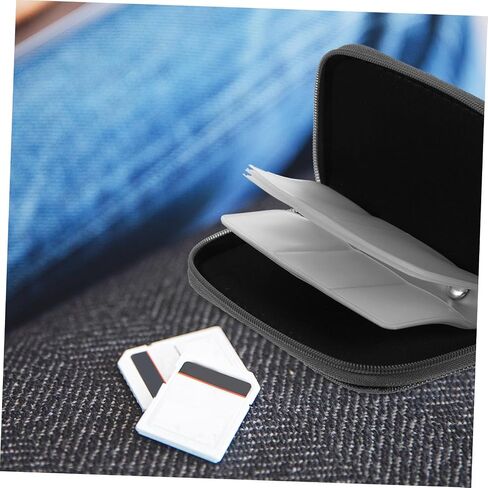 TEHAUX Memory Card Storage Organizer for Secure Digital Cards 8 Pages 22 Slots Portable Zipper Case in Gray in Saudi Arabia