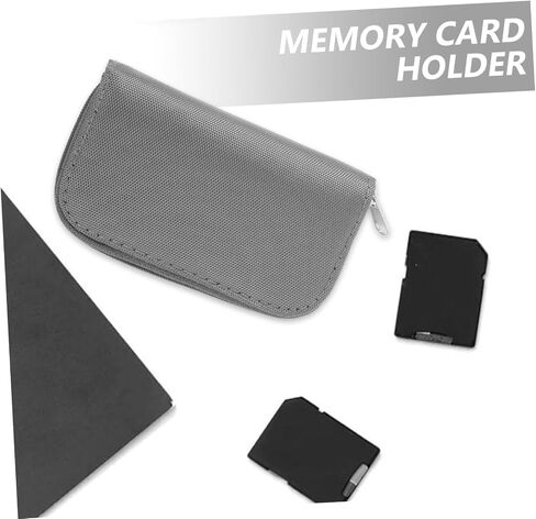 TEHAUX Memory Card Storage Organizer for Secure Digital Cards 8 Pages 22 Slots Portable Zipper Case in Gray in Saudi Arabia