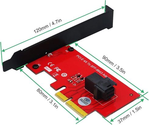 بطاقة محول، SFF-8643 إلى محول بطاقة محول PCIE 4X مع موصل أنثى MiniSAS HD 36Pin، شفاف لنظام التشغيل in Kuwait