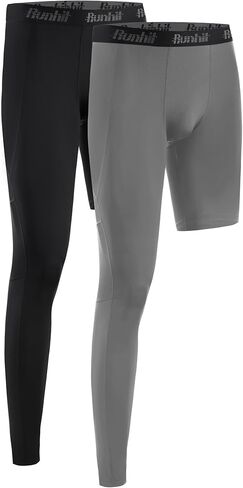 Runhit Men's Basketball One Leg Compression Tights Full Length Single Leg Compression Pants Sports Base Layer Underwear in Saudi Arabia