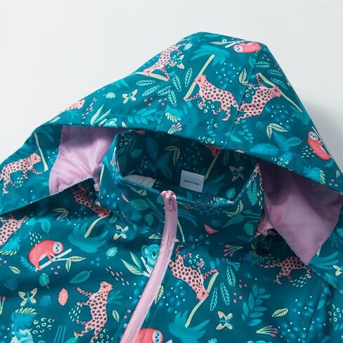 Waterproof Hooded Jacket for Boys Girls,Kids Raincoats Outdoor Windbreaker Dinosaur Rain Jacket in Kuwait