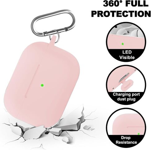 متوافق مع غطاء حافظة AirPods Pro مع مجموعة أدوات التنظيف، غطاء سيليكون ناعم لجراب AirPods Pro الثاني/الأول يأتي مع سلسلة مفاتيح، أحمر وردي in Saudi Arabia