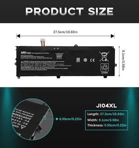 بطارية بديلة MM02XL لجهاز HP Pavilion 13-AN0000TU/AN0001TU/AN0004TU، بطارية كمبيوتر محمول ليثيوم بوليمر رفيعة للغاية (4.7 مم) بقدرة 37.6 وات في الساعة، بديلة لـ HSTNN-DB8U HSTNN-IB8Q in Kuwait