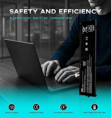 بطارية بديلة MM02XL لجهاز HP Pavilion 13-AN0000TU/AN0001TU/AN0004TU، بطارية كمبيوتر محمول ليثيوم بوليمر رفيعة للغاية (4.7 مم) بقدرة 37.6 وات في الساعة، بديلة لـ HSTNN-DB8U HSTNN-IB8Q in Kuwait