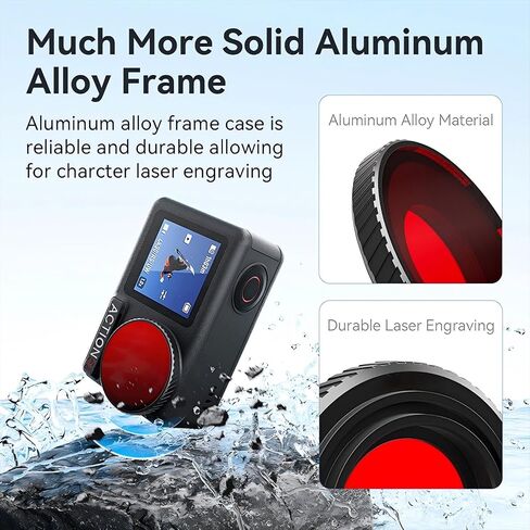Waterproof Diving Filter Protective Lens Filter for DJI Osmo Action 5 Pro/Action 4 Sports Camera, Anti-Fogging Underwater Lens Protector Cover Filters (Red) in Saudi Arabia