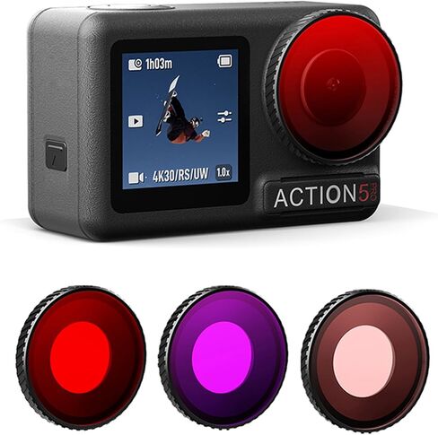 Waterproof Diving Filter Protective Lens Filter for DJI Osmo Action 5 Pro/Action 4 Sports Camera, Anti-Fogging Underwater Lens Protector Cover Filters (Red) in Saudi Arabia