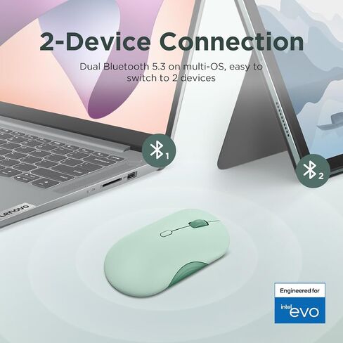 Lenovo 350 Wireless Bluetooth Mouse, Silent Click, 3 Level DPI (1000, 1600, 2400), 36 Month Battery Life, 2 Device Paring, Luna Grey in Saudi Arabia