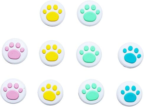 NOLITOY 10pcs Cat Paw Pattern Silicone Thumb Grip Caps Joystick Covers for Game Controllers Adorable Non-Slip Design Improve Grip Sensitivity for Switch in Saudi Arabia
