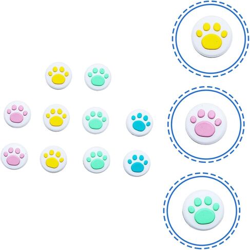 NOLITOY 10pcs Cat Paw Pattern Silicone Thumb Grip Caps Joystick Covers for Game Controllers Adorable Non-Slip Design Improve Grip Sensitivity for Switch in Saudi Arabia
