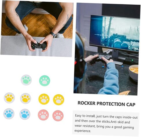 NOLITOY 10pcs Cat Paw Pattern Silicone Thumb Grip Caps Joystick Covers for Game Controllers Adorable Non-Slip Design Improve Grip Sensitivity for Switch in Saudi Arabia