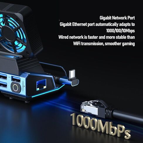محطة إرساء 10 في 1 لـ Legion Go for Claw، محول تحويل HDMI Dock 4K 60 هرتز RGB مروحة تبريد مزدوجة قابلة للفصل USB 3.0 جيجابت إيثرنت PD100W USB C منفذ شحن M.2 in Saudi Arabia