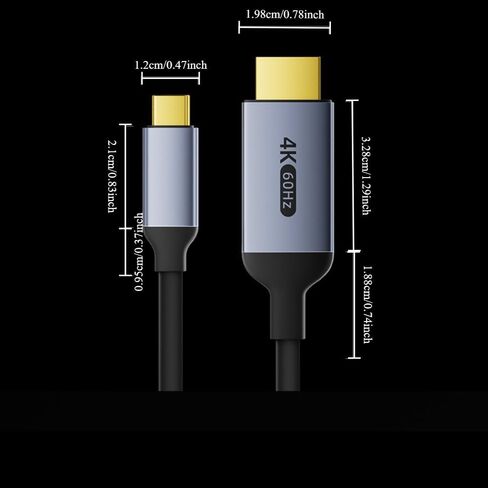 USB C to HDMI Cable 6.6FT/2M | 4K High-Speed USB 3.1 Type-C to HDMI Cord in Saudi Arabia