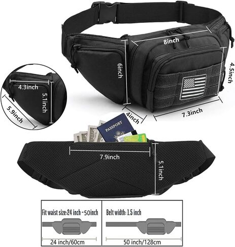 Tactical Fanny Pack for Men Tactical Waist Pack CCW Women Molle Bag with Gun Pistol Holster in Saudi Arabia