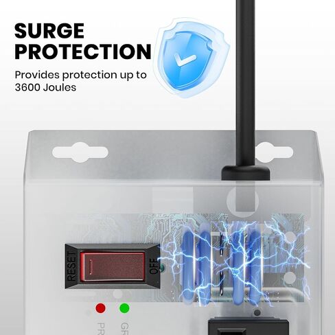 Magnetic Heavy Duty 20A Power Strip with Surge Protector, 9-Outlet Metal Junction Box with 6FT 12/3 Gauge Cord, for Garage, Workshop & Appliance (Silver) in Saudi Arabia