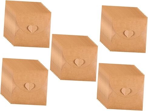 50Pcs Kraft Paper Envelopes for CD/DVD Storage Blank Vintage Design with Heart Button for Party Favors and Photo Albums in Saudi Arabia