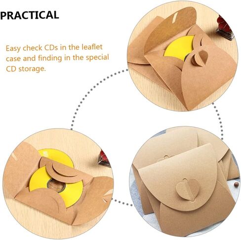 50Pcs Kraft Paper Envelopes for CD/DVD Storage Blank Vintage Design with Heart Button for Party Favors and Photo Albums in Saudi Arabia