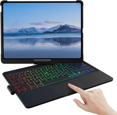 TouchPad Keyboard Case for iPad 10th Generation&iPad 11th(A16,2025),iPad Air 11（M3,M2/iPad Pro 11 inch Keyboard，360°Swivel,7 Use Modes,Rainbow Backlight (Cherry Purple) in Kuwait