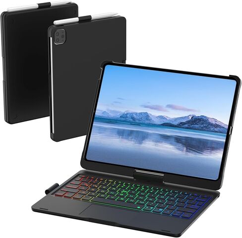 TouchPad Keyboard Case for iPad 10th Generation&iPad 11th(A16,2025),iPad Air 11（M3,M2/iPad Pro 11 inch Keyboard，360°Swivel,7 Use Modes,Rainbow Backlight (Cherry Purple) in Kuwait