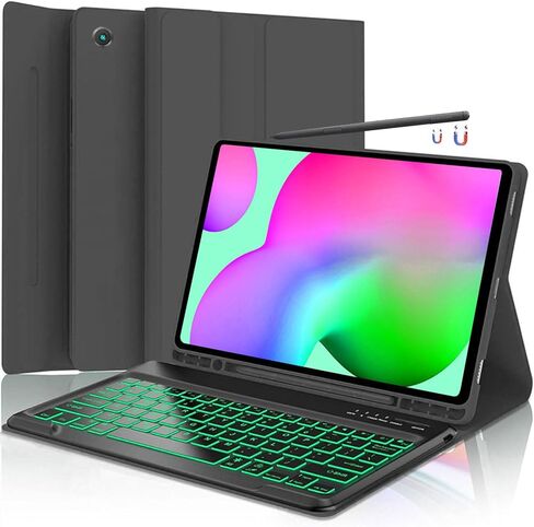 Keyboard Case for Samsung Galaxy Tab S10 FE / S10 Lite 10.9 Inches, S7/ S8/ S9/ S9 FE 11" Smart Backlit Case Keyboard with Pen Holder (Purple) in Kuwait