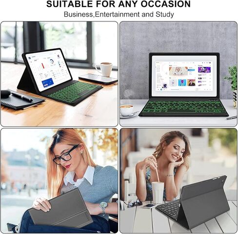 Keyboard Case for Samsung Galaxy Tab S10 FE / S10 Lite 10.9 Inches, S7/ S8/ S9/ S9 FE 11" Smart Backlit Case Keyboard with Pen Holder (Purple) in Kuwait