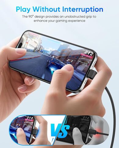 USB C Cable Right Angle - [2Pack 3.3FT] 60W Fast Charging USB C Cable Braided USB Type C Data Cable, 90 Degree C Port Charger Cord for iPhone 17/16/15 Pro Max, Tesla Model Y, MacBook, iPad, Samsung in Saudi Arabia