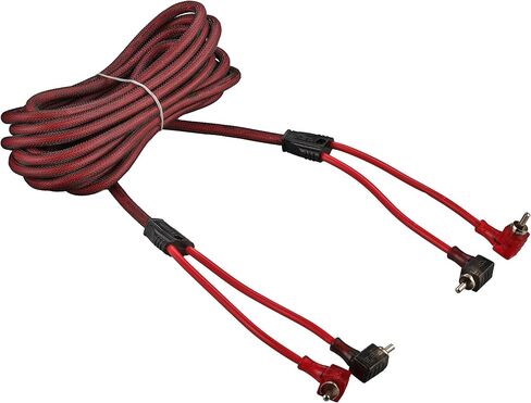 DS18 R16.L 100% نحاس خالي من الأكسجين OFC فائق المرونة بقناتين RCA مع نهايات 90 درجة - كابل صوت مزدوج ملتوي لتقليل الضوضاء لمكبرات الصوت ومكبرات الصوت ومكبرات الصوت - 16 قدم in Kuwait