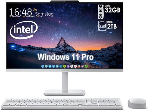 Lenovo All in One Desktop with Intel Ultra-Fast 4-Core CPU| 24 inch Full HD Display| 32GB RAM, 1TB PCIe SSD| Wi-Fi 6| Bluetooth| USB, Ethernet Port| Windows 11 | HDMI Out| Wireless Keyboard & Mouse in Saudi Arabia