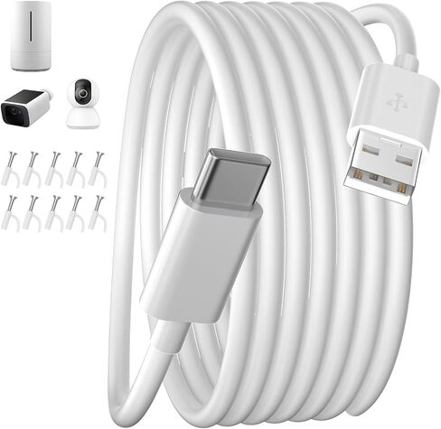 كابل تمديد طاقة USB من النوع C بطول 26 قدمًا لكاميرا WYZE Duo Cam Pan eufy Cam S340 كابل USB طويل إلى USB C لكاميرا الأمان سلك شحن داخلي خارجي لكاميرا المراقبة 10 مشابك كابل، أبيض in Kuwait