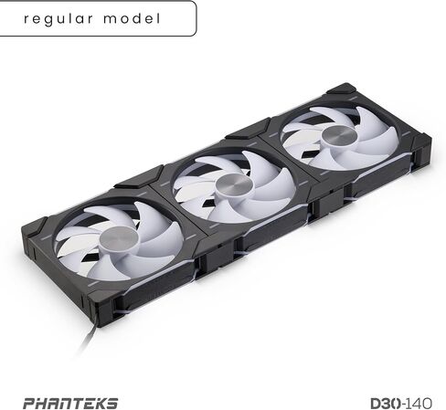 Phanteks D30-140 DRGB PWM Fan 3Pack، مراوح أداء D-RGB متميزة، إضاءة ARGB/DRGB، نظام ربط مروحة سلسلة Daisy، 3Pack (أسود) in Saudi Arabia