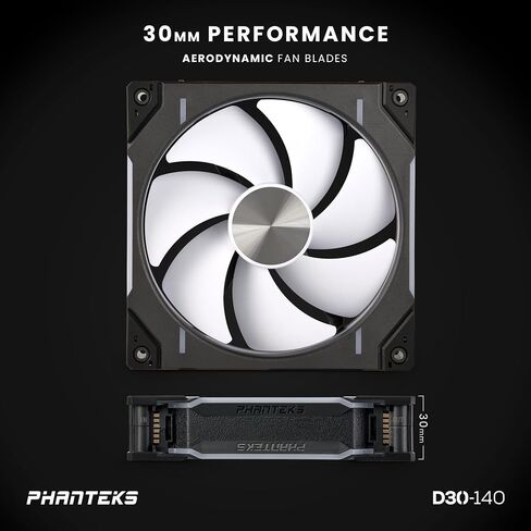 Phanteks D30-140 DRGB PWM Fan 3Pack، مراوح أداء D-RGB متميزة، إضاءة ARGB/DRGB، نظام ربط مروحة سلسلة Daisy، 3Pack (أسود) in Saudi Arabia