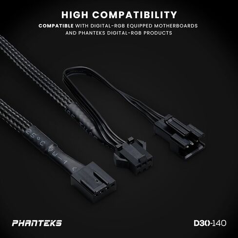 Phanteks D30-140 DRGB PWM Fan 3Pack، مراوح أداء D-RGB متميزة، إضاءة ARGB/DRGB، نظام ربط مروحة سلسلة Daisy، 3Pack (أسود) in Saudi Arabia