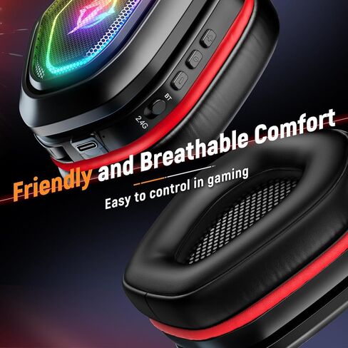 Ozeino Wireless Gaming Headset for PS5, PC, Switch| Lossless Audio-40H Batt | Play & Charge, 2.4GHz USB & Type-C, Flip Mic, Works with PS4, Mac, laptop, mobile, Ideal for FPS, RPG in Kuwait