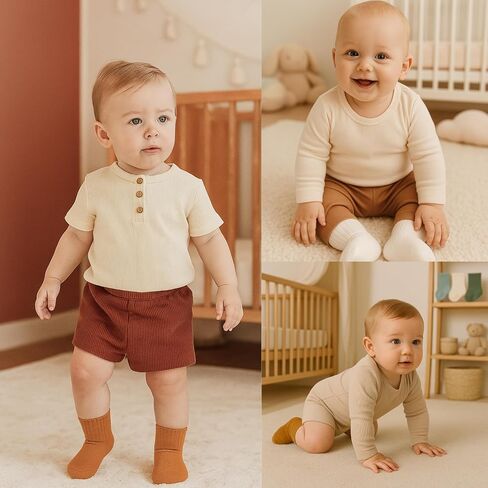 bistyle Baby Grip Ankle Socks 6 Pairs | Newborn Infant Toddlers Sock Organic Cotton | Kids Boys Girls Ankle in Saudi Arabia