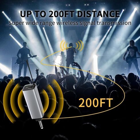 ميكروفون لاسلكي، نظام ميكروفون ديناميكي لاسلكي مزدوج UHF احترافي مع جهاز استقبال قابل لإعادة الشحن - نطاق 160 قدم، مجموعة ميكروفون كاريوكي للكاريوكي، غناء الحفلات، الكنيسة، الكلام، DJ، الزفاف in Kuwait