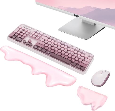 Gel Mountain Wrist Rest for Keyboard and Mouse Abstract Clear Pink Keyboard Wrist Rest Transparent Ergonomic Cute Minimalist Mouse Wrist Pad Cool Silicone Non-Slip Support for Computer Office Decor in Saudi Arabia