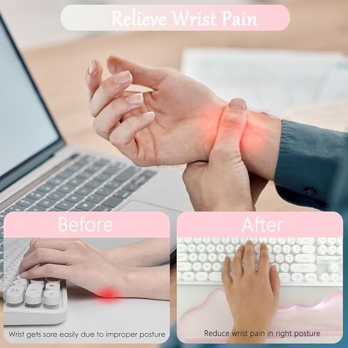Gel Mountain Wrist Rest for Keyboard and Mouse Abstract Clear Pink Keyboard Wrist Rest Transparent Ergonomic Cute Minimalist Mouse Wrist Pad Cool Silicone Non-Slip Support for Computer Office Decor in Saudi Arabia
