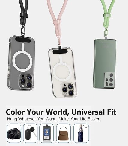 [2025 Upgrade] Phone Lanyard Crossbody with 2 TPU Phone Tabs, Adjustable Anti Theft Phone Strap Crossbody, Zinc Alloy Metal Buckles, Universal Cell Phone Neck lanyard for Daily & Travel Essentials in Saudi Arabia
