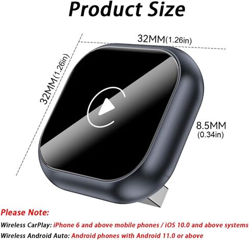 Wireless Carplay Adapter for Peugeot 5008 2017 2018 2019 2020 2021 2022 2023 2024, Carplay Wireless Adapter Convert Wired CarPlay to Wireless Plug & Play Fast Stable Connection,A-Black in Saudi Arabia