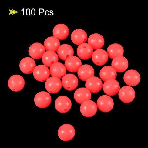 Luminous Fishing Beads Glow in The Dark 8mm, 100 Pieces Soft Rubber Lure Rigging Beads Round for Catfish Punch Bait Rigs Freshwater Saltwater, Red in Saudi Arabia