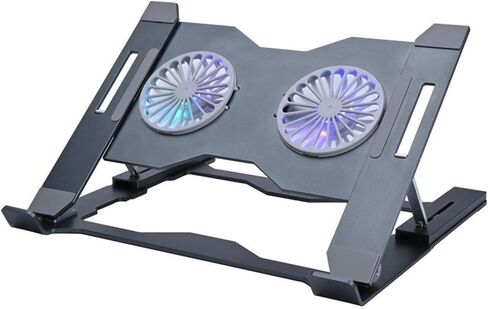 Adjustable Aluminum Laptop Stand with Cooling Fan Ergonomic Ventilated Notebook with LED Lights Ventilated Notebook in Saudi Arabia