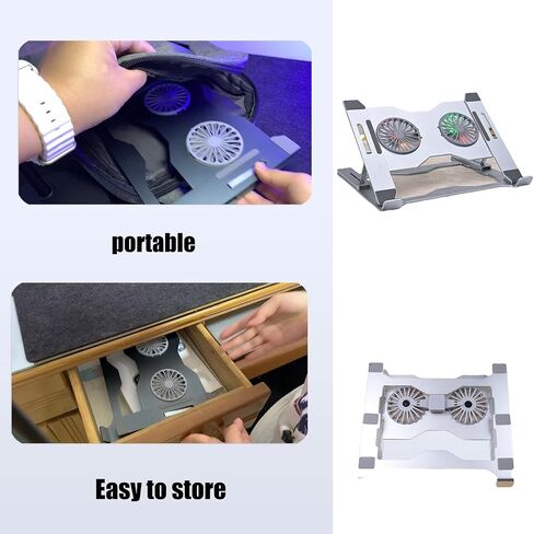 Adjustable Aluminum Laptop Stand with Cooling Fan Ergonomic Ventilated Notebook with LED Lights Ventilated Notebook in Saudi Arabia