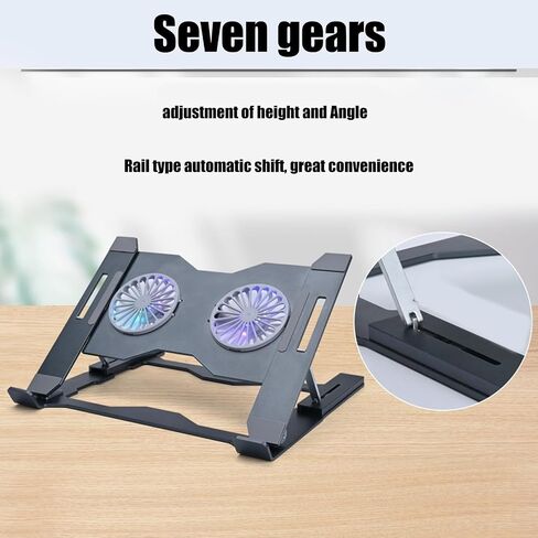 Adjustable Aluminum Laptop Stand with Cooling Fan Ergonomic Ventilated Notebook with LED Lights Ventilated Notebook in Saudi Arabia