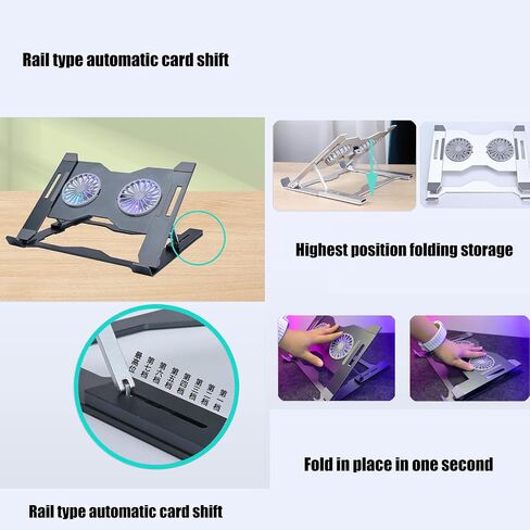 Adjustable Aluminum Laptop Stand with Cooling Fan Ergonomic Ventilated Notebook with LED Lights Ventilated Notebook in Saudi Arabia