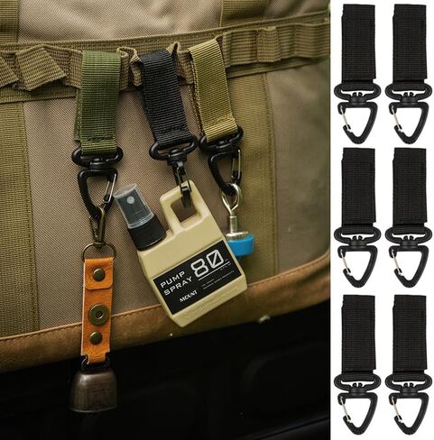 6 Pack Tactical Carabiner Buckle Hook, 360 Degree Rotating Clip Keychain for Backpack, Belt, Water Bottle, Outdoor & EDC Use in Saudi Arabia